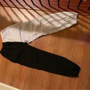 half black half white mens medium joggers